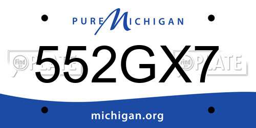 552GX7 Michigan License Plate