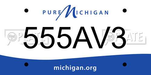 555AV3 Michigan License Plate