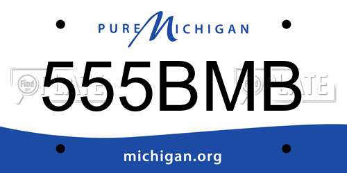555BMB Michigan License Plate