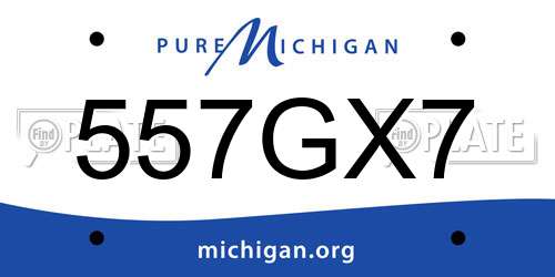 557GX7 Michigan License Plate