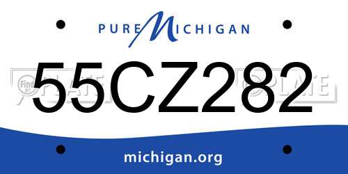 55CZ282 Michigan License Plate