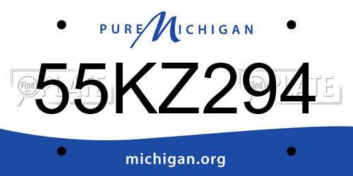 55KZ294 Michigan License Plate