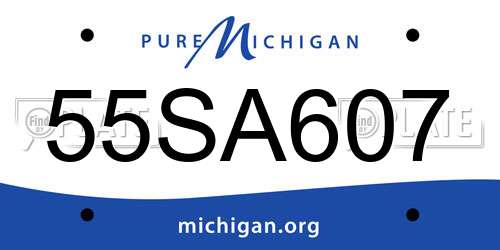 55SA607 Michigan License Plate