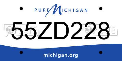 55ZD228 Michigan License Plate