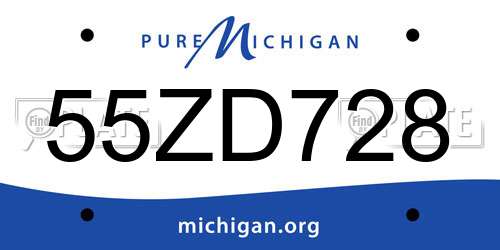 55ZD728 Michigan License Plate
