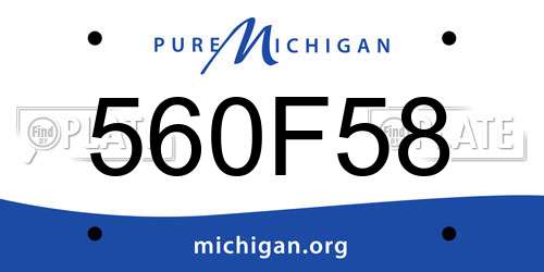 560F58 Michigan License Plate