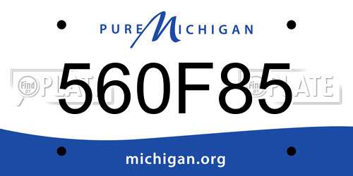 560F85 Michigan License Plate