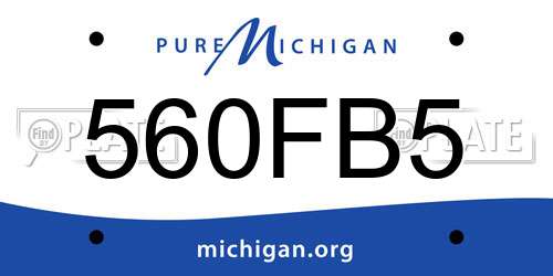 560FB5 Michigan License Plate