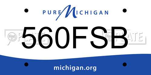 560FSB Michigan License Plate