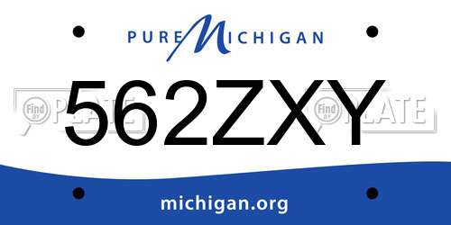 562ZXY Michigan License Plate