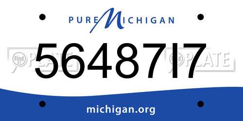 56487I7 Michigan License Plate