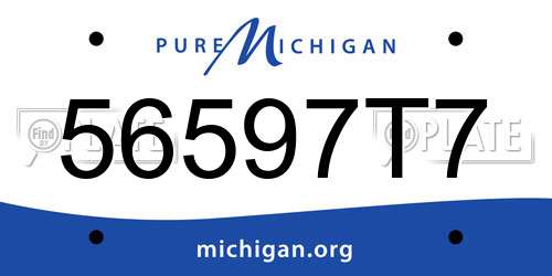 56597T7 Michigan License Plate