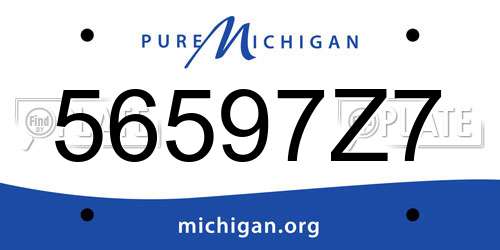 56597Z7 Michigan License Plate