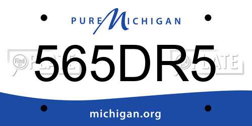 565DR5 Michigan License Plate