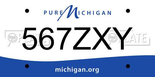 567ZXY Michigan License Plate