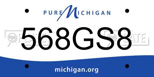 568GS8 Michigan License Plate
