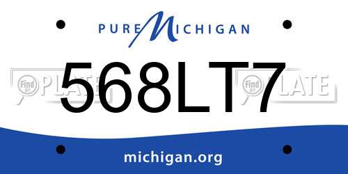 568LT7 Michigan License Plate