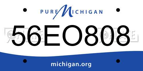 56EO808 Michigan License Plate