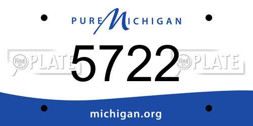 5722 Michigan License Plate