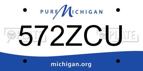 572ZCU Michigan License Plate