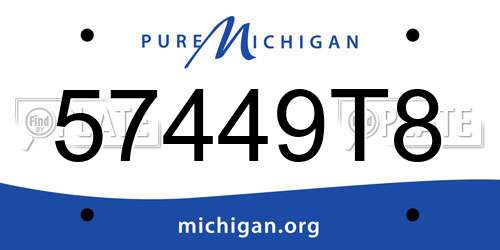 57449T8 Michigan License Plate