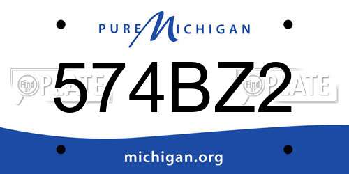 574BZ2 Michigan License Plate