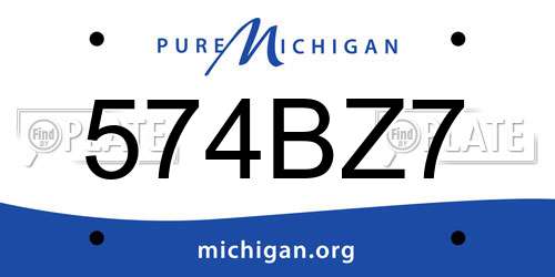 574BZ7 Michigan License Plate