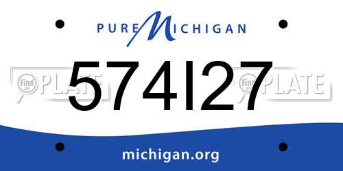 574I27 Michigan License Plate