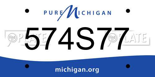 574S77 Michigan License Plate