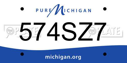 574SZ7 Michigan License Plate
