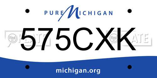 575CXK Michigan License Plate