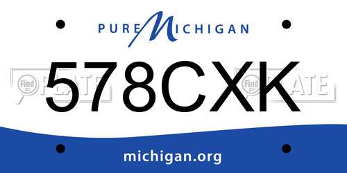 578CXK Michigan License Plate