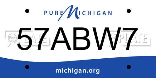 57ABW7 Michigan License Plate