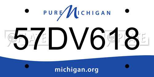 57DV618 Michigan License Plate
