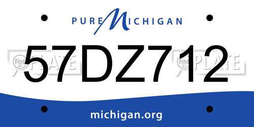 57DZ712 Michigan License Plate