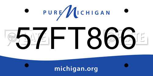 57FT866 Michigan License Plate