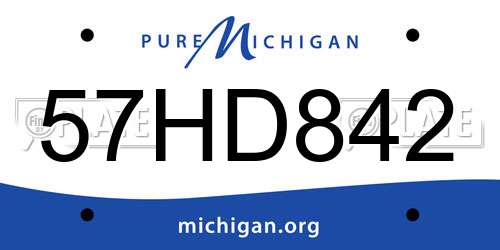 57HD842 Michigan License Plate