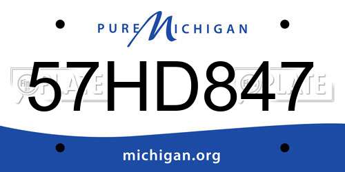 57HD847 Michigan License Plate