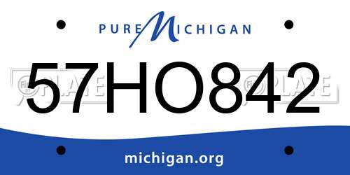 57HO842 Michigan License Plate