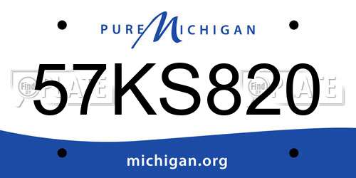 57KS820 Michigan License Plate