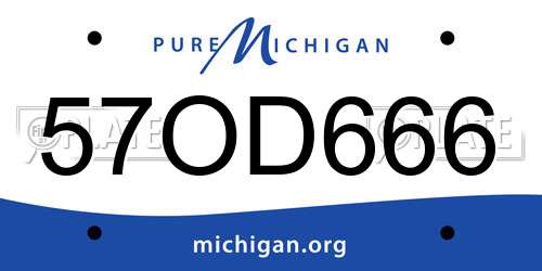 57OD666 Michigan License Plate