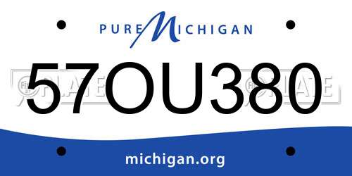 57OU380 Michigan License Plate