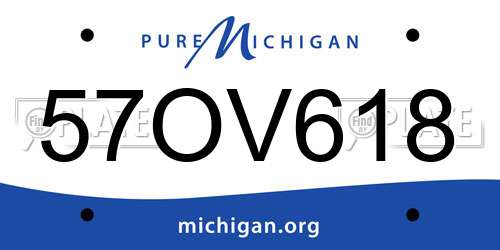 57OV618 Michigan License Plate