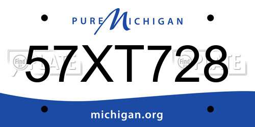 57XT728 Michigan License Plate