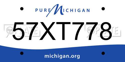 57XT778 Michigan License Plate