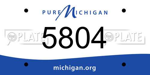 5804 Michigan License Plate