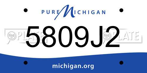 5809J2 Michigan License Plate