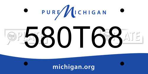 580T68 Michigan License Plate