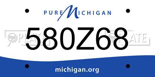 580Z68 Michigan License Plate