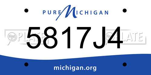 5817J4 Michigan License Plate